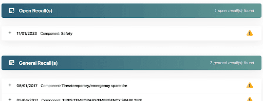 What you will find inside your recall check report
