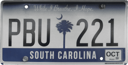 Photo of south carolina license plate