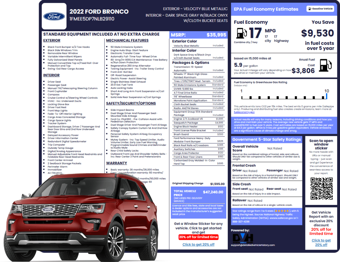 Photo of Ford window sticker