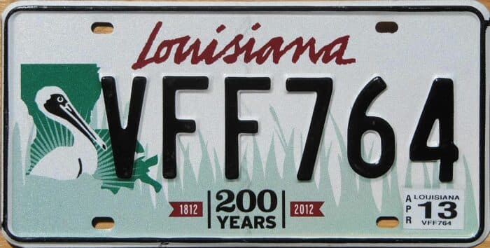 Photo of Louisiana License Plate