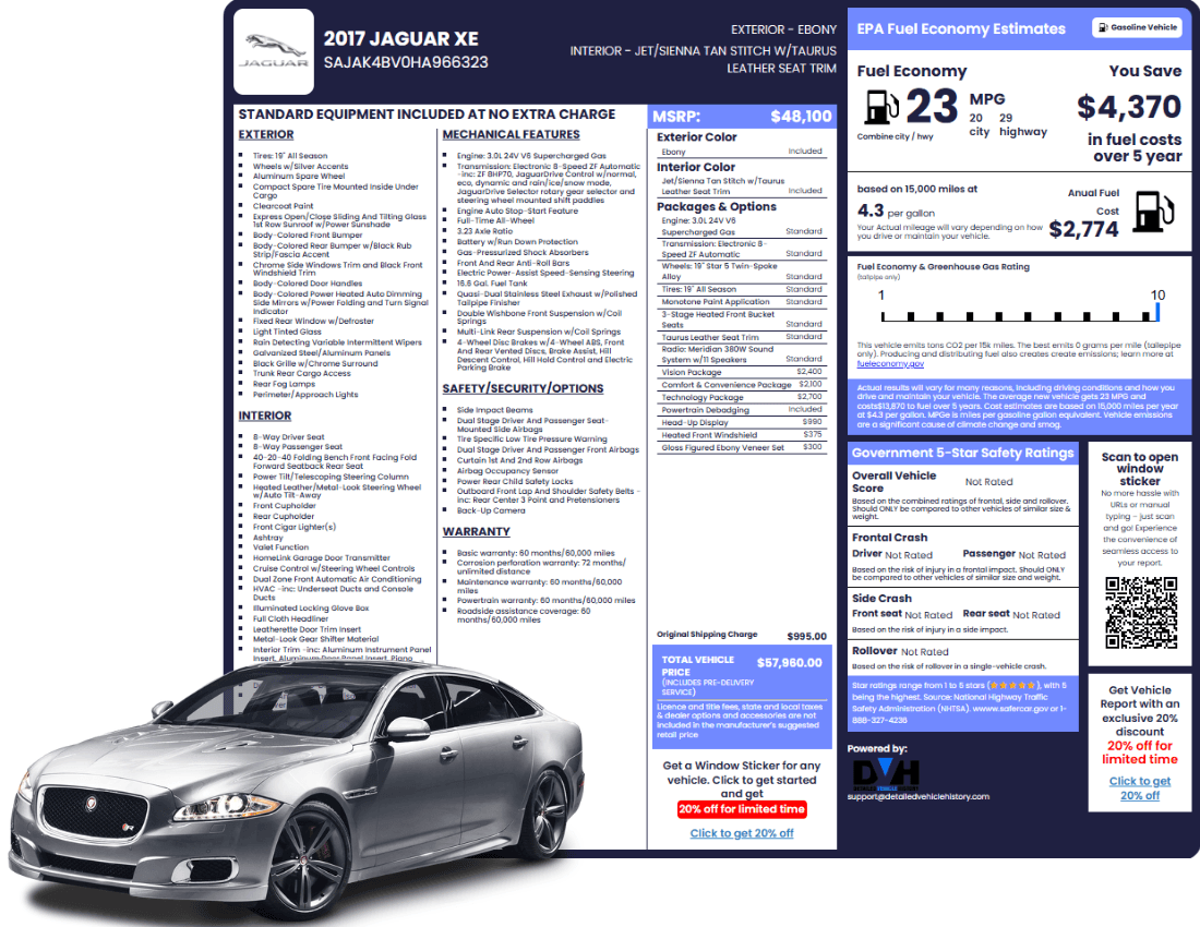 Photo of Jaguar window sticker