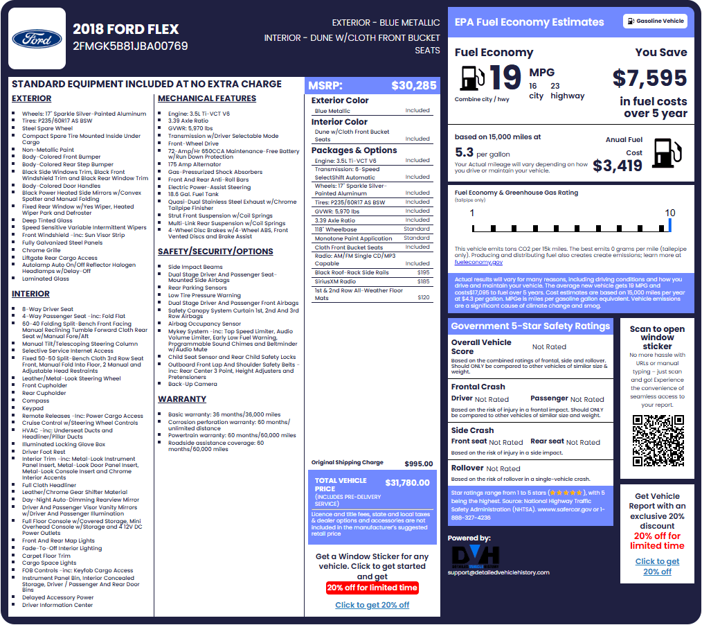 Photo of Ford window sticker