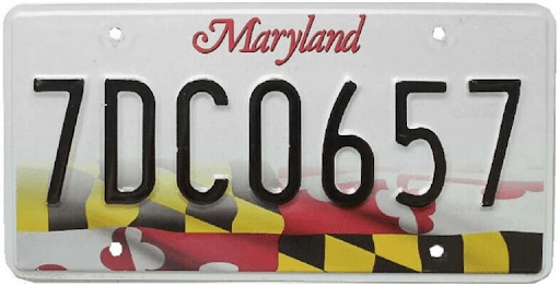 Photo of Maryland Licence Plate