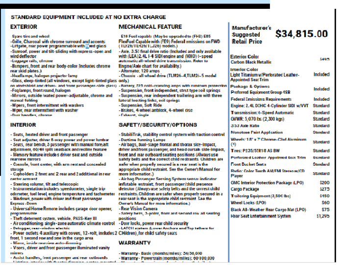 Photo of How to read a GMC window sticker