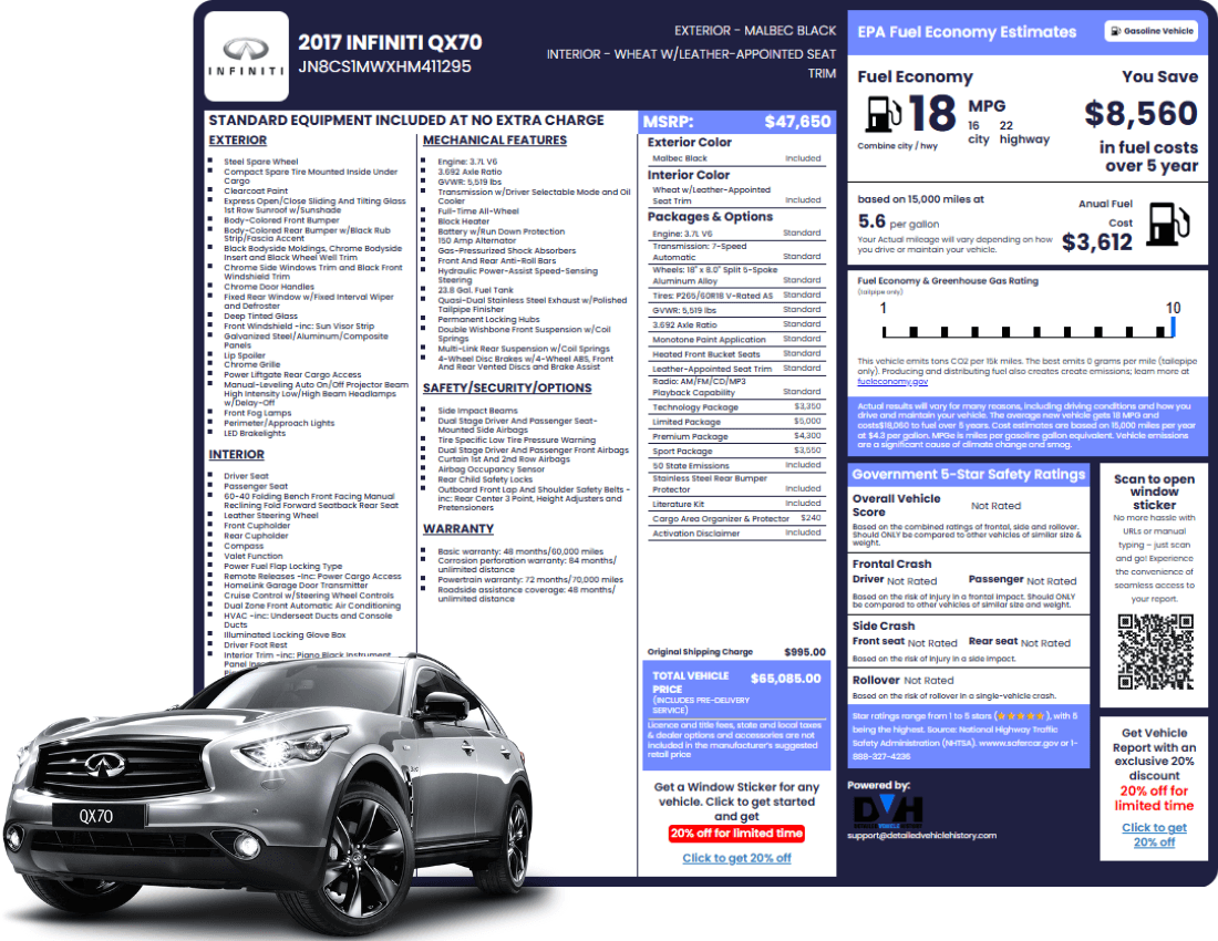 Photo of Infiniti window sticker