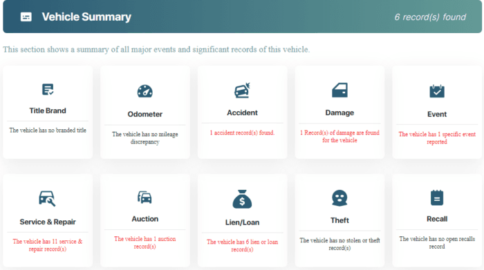 Photo of vehicle history report