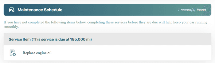 Photo of vehicle history report
