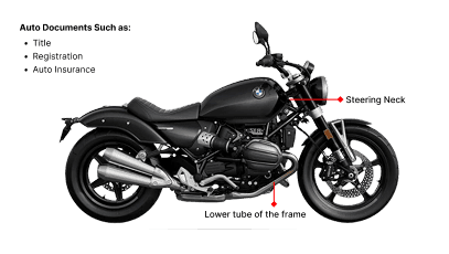 Photo of Motorcycle VIN Check: Key locations for VIN on a Motorrad bike