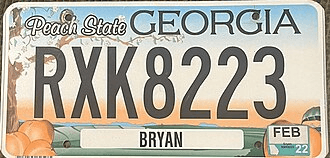 Photo of Georgia license Plate