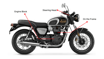 Photo of Motorcycle VIN Check: Key locations for VIN on a Triumph bike