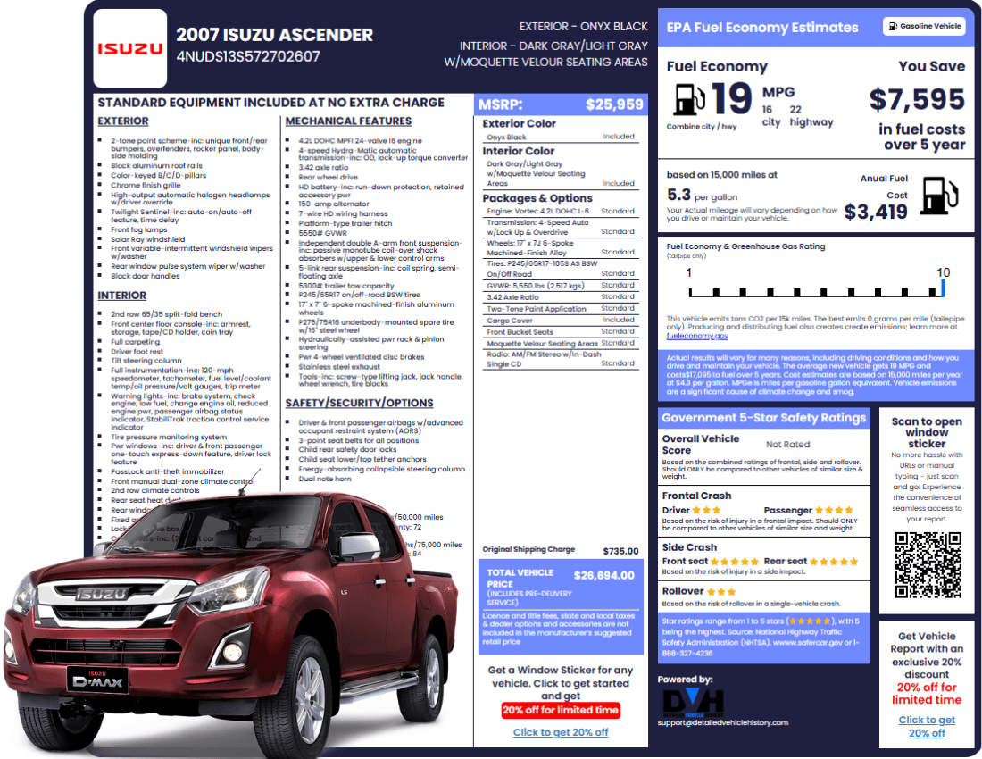 Photo of Isuzu Window sticker