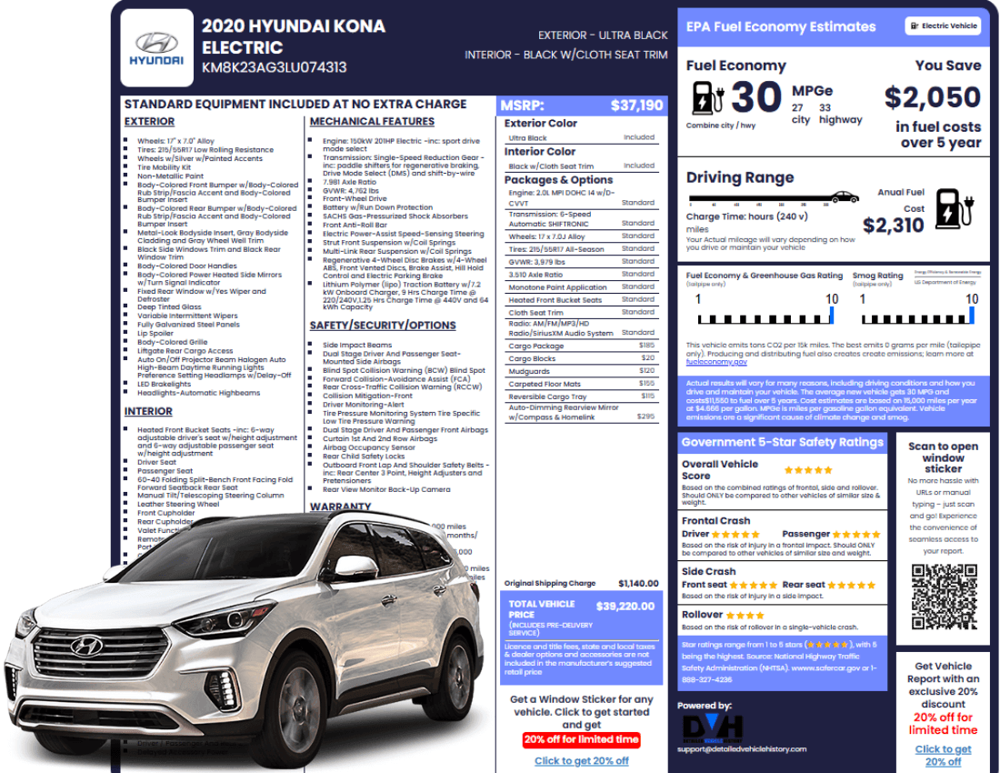 Photo of Hyundai window sticker