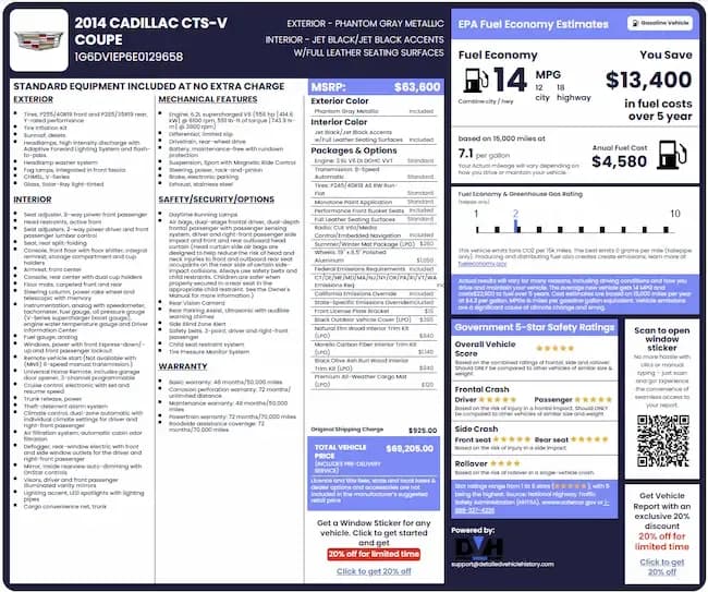 window sticker by vin