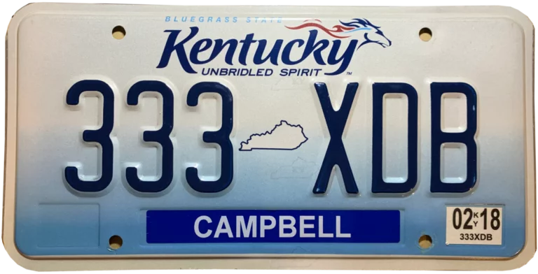 Kentucky license plate