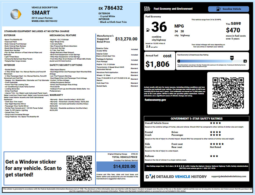 Smart window sticker lookup tool