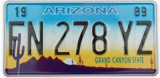 Arizona license plate