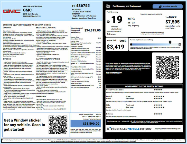 Gmc window sticker by vin lookup gmc build sheet