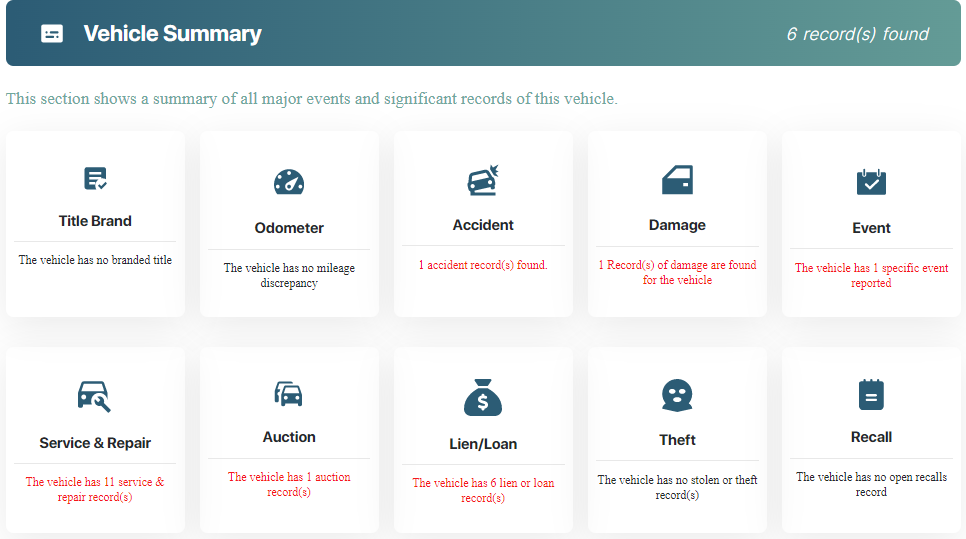 vehicle history report