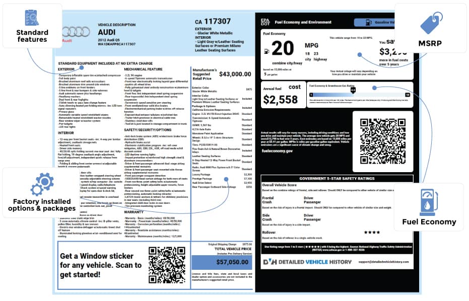 Get a Window Sticker Lookup by VIN Number