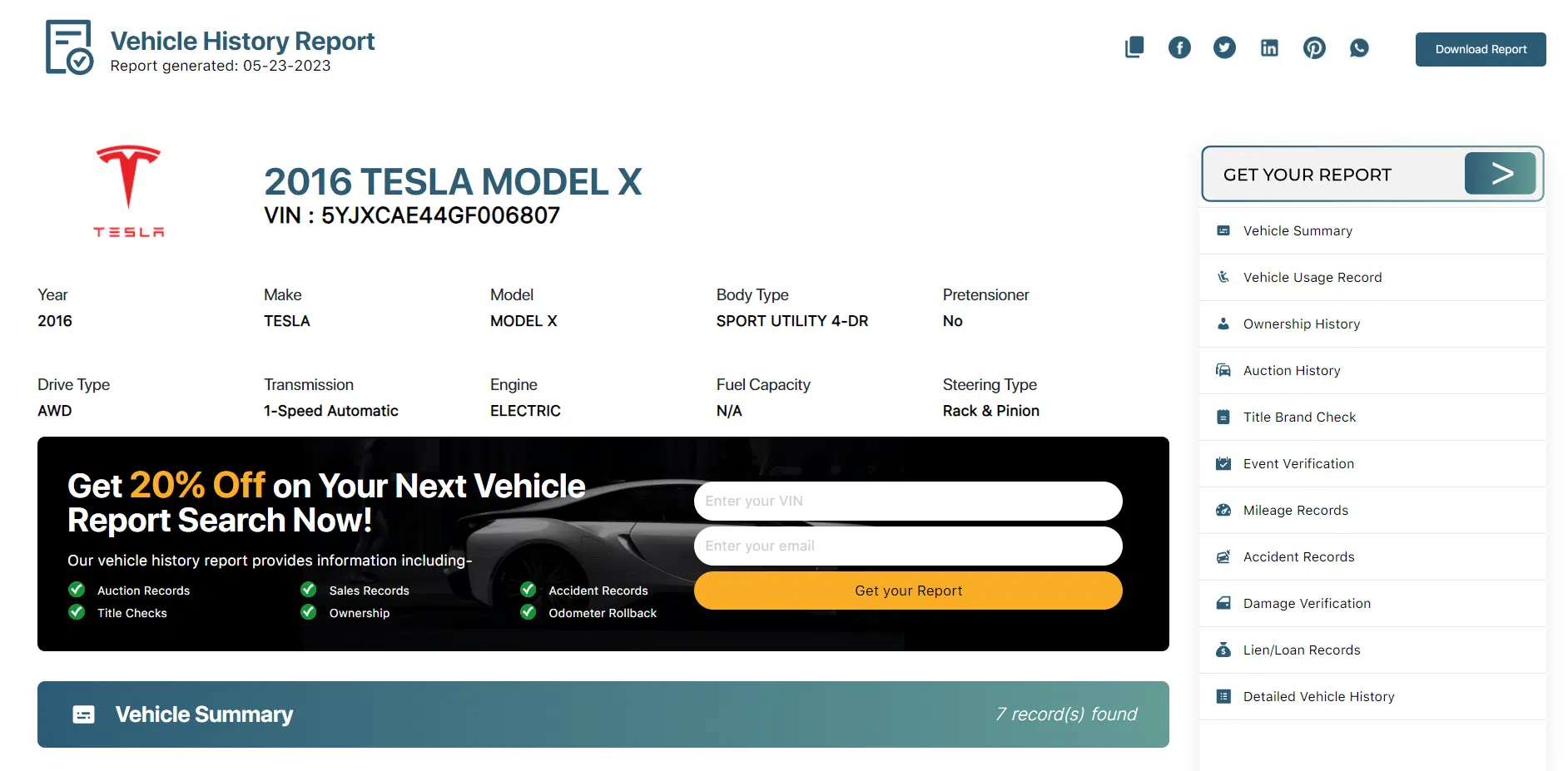 2016 TESLA MODEL X