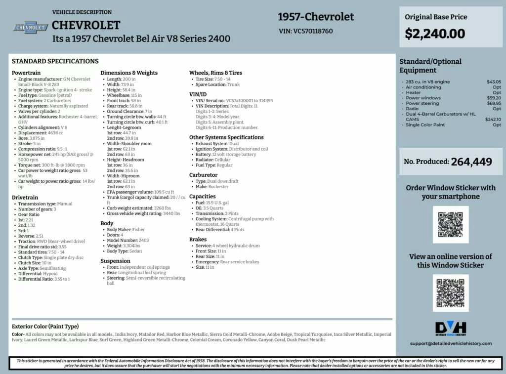 Classic Car Build Sheet