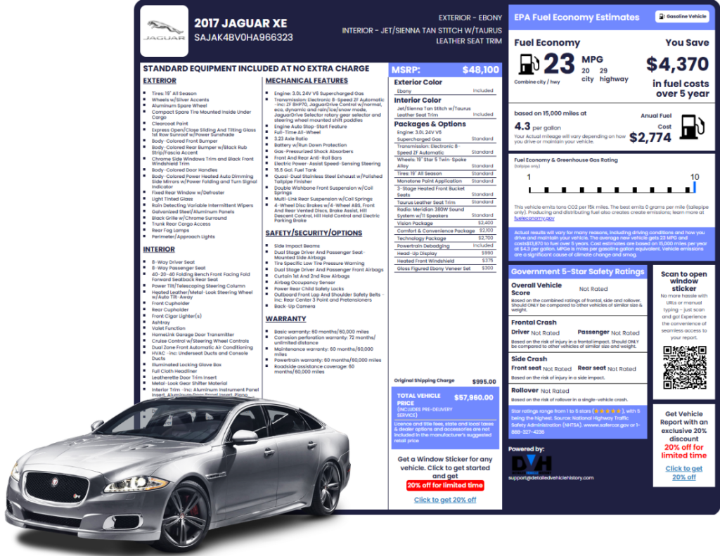 Jaguar window sticker