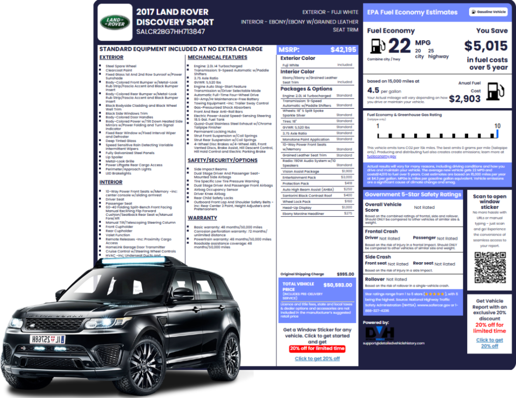 Land Rover Window sticker