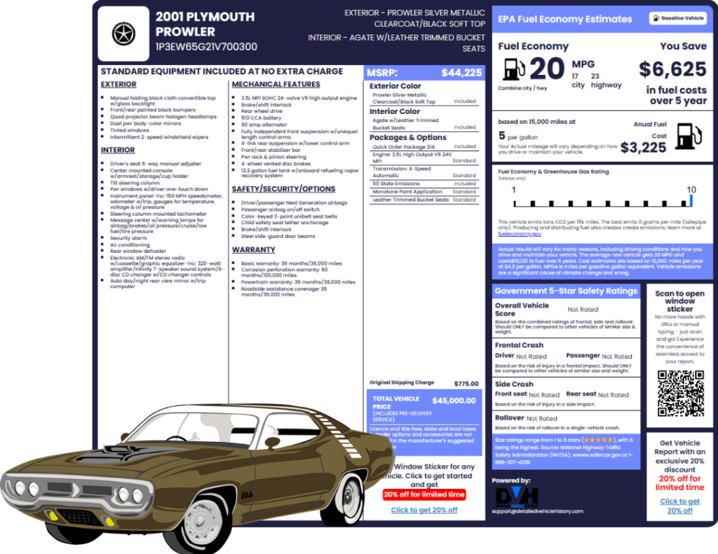 Plymouth window sticker