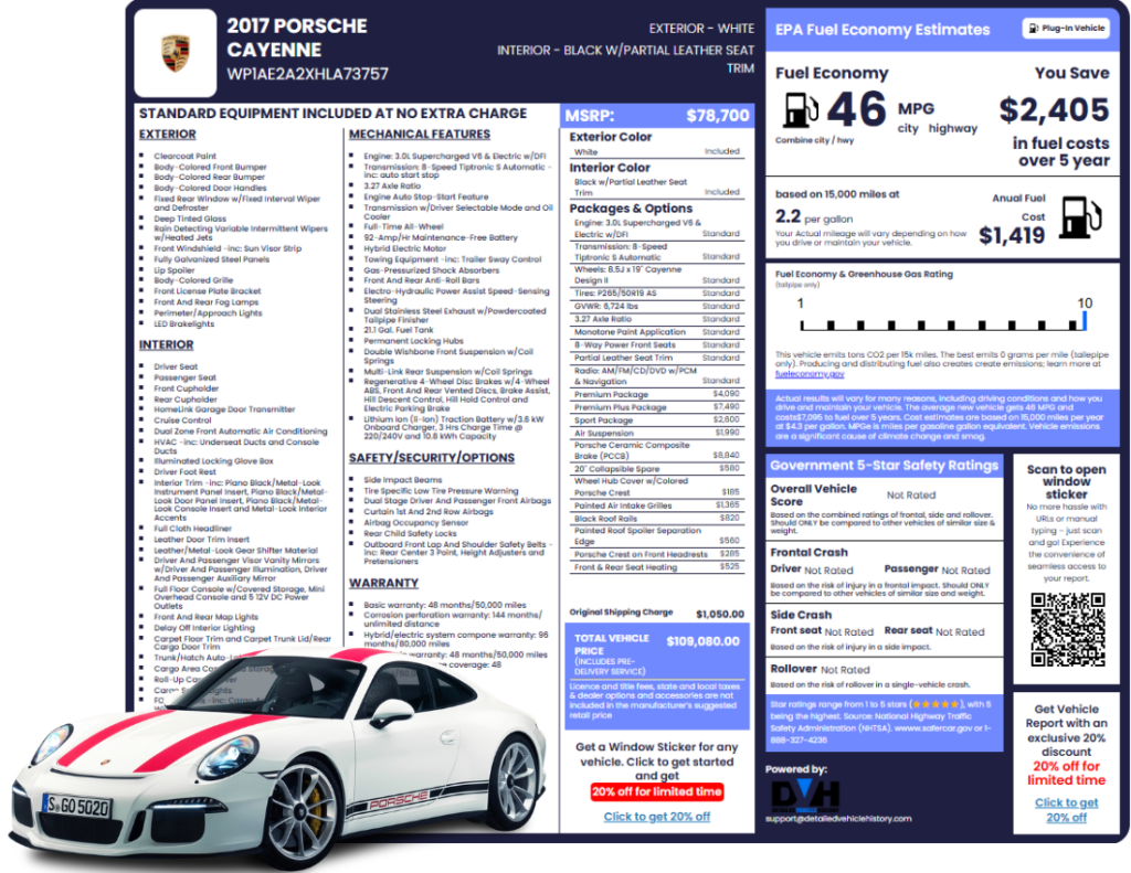 Porsche Window Sticker