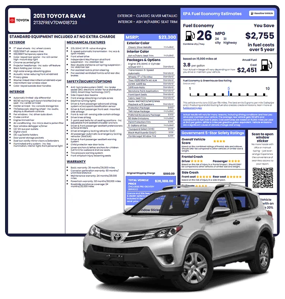 Window Sticker Lookup by VIN