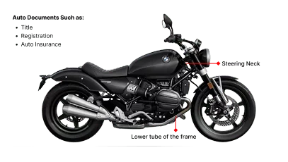 Motorcycle VIN Check: Key locations for VIN on a Motorrad bike