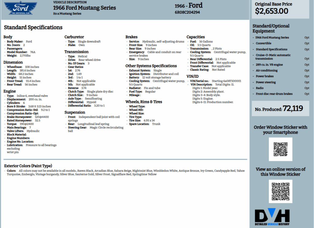 Classic Build sheet by VIN